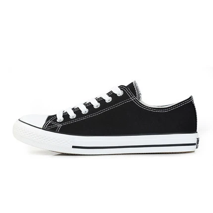 Хороший Для женщин и мужская парусиновая обувь черный, белый цвет Для мужчин повседневная обувь низкая Кружево, Для мужчин плоским шоссе Модная Мужская обувь Размеры 25-66 - Цвет: Black