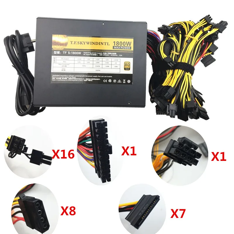 T.F.SKYWINDINTL 1800 Вт ATX PSU PC BTC Eth Miners источник питания компьютерная горная Машина SATA 24P