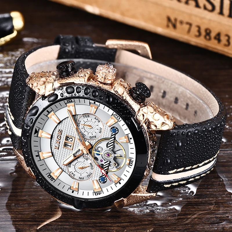 

New LIGE Fashion Watch Men Top Brand Luxury Automatic Mechanical Watch Casual Sport Waterproof Men Watches Relogio Masculino+Box