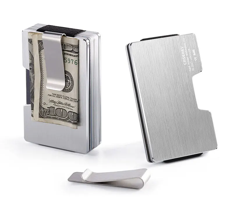 RFID Алюминиевый мини-держатель для карт, кошелек, антимагнитный металлический мужской чехол для кредитных карт, маленький тонкий кошелек с зажимом для доллара