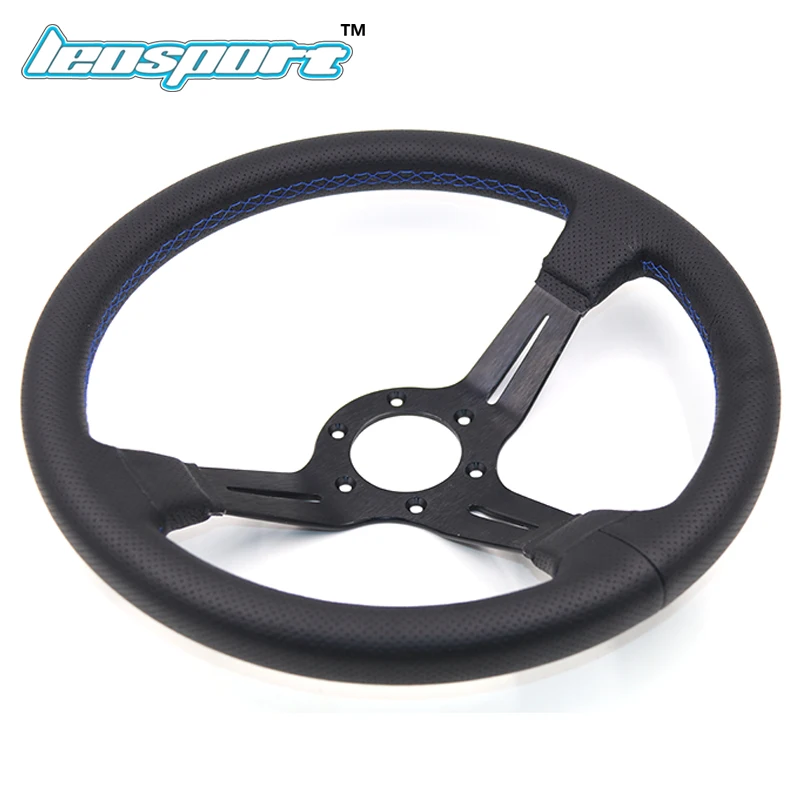 14" (350mm) Steering Wheel really Leather red/blue/yellow/white line