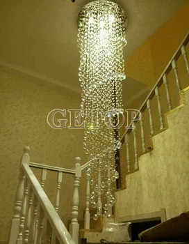 

ZYY Modern K9 Crystal GU10 LED Stainless Steel Chandelier Luxury Double Spiral Ceiling Light For Stair Hotel Villa Lighting