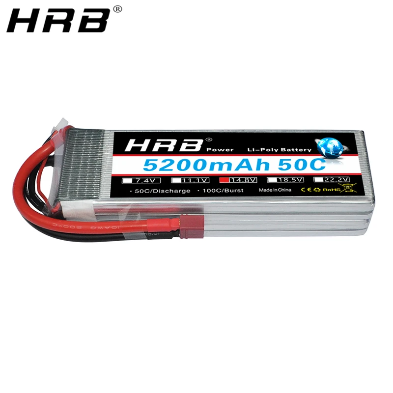 

HRB 14.8V 5200mah Lipo 4S Battery XT90 T XT60 Deans EC5 TRX For Racing Cars Helicopter Airplane Monster Truck Boats RC Parts 50C