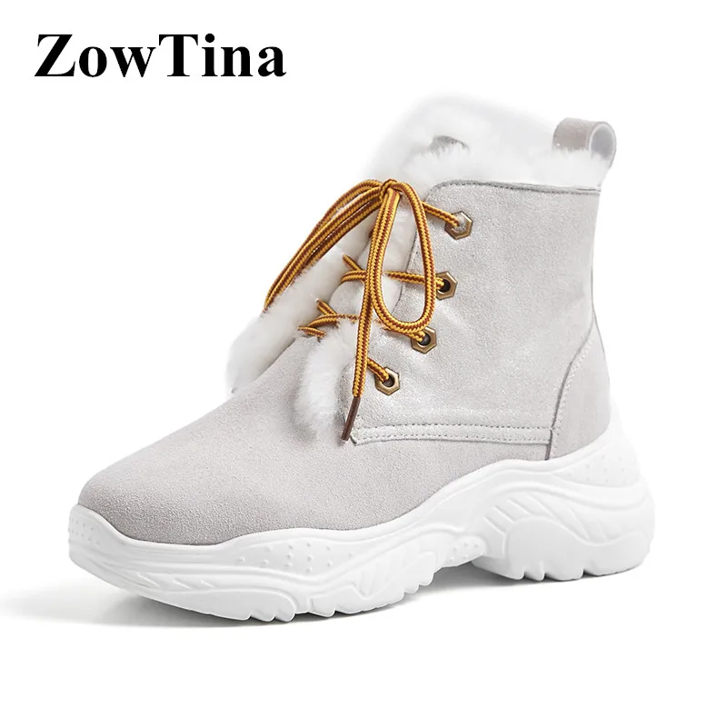 

Women Khaki Warm Snow Boots Lace Up Platform Sneakers Ladies Casual Shoes Black Winter Botines Mujer Fashion Woman Short Botines