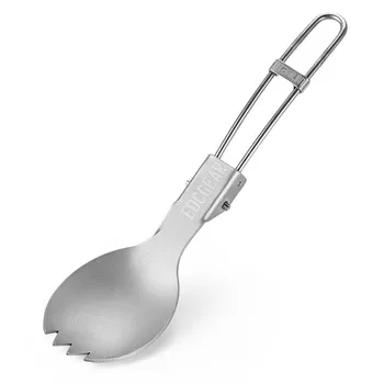 

EDC Pure Titanium Folding Tandem Spoon Charger Carrying Outdoor Mini Spoon Tableware Multi Tools EDC