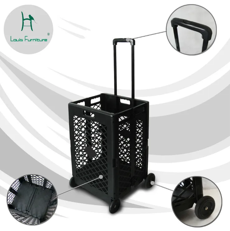 

Louis Fashion Trolleys Plastic Folding Supermarket Shopping Cart Storage Box