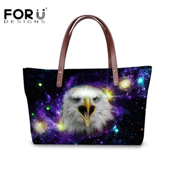 

FORUDESIGNS Big Messenger bags for Women 2019 Animal Owl Eagle Wolf Tote Cross Body Bag for Ladies Galaxy Space Universe Handbag