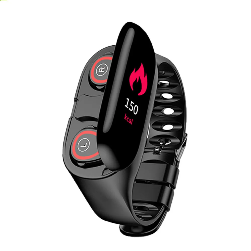 

New M1 Stereo Dual Bluetooth Earphone Smart Watch Heart Rate Blood Pressure Sports Smart Bracelet For Ios Android Phone