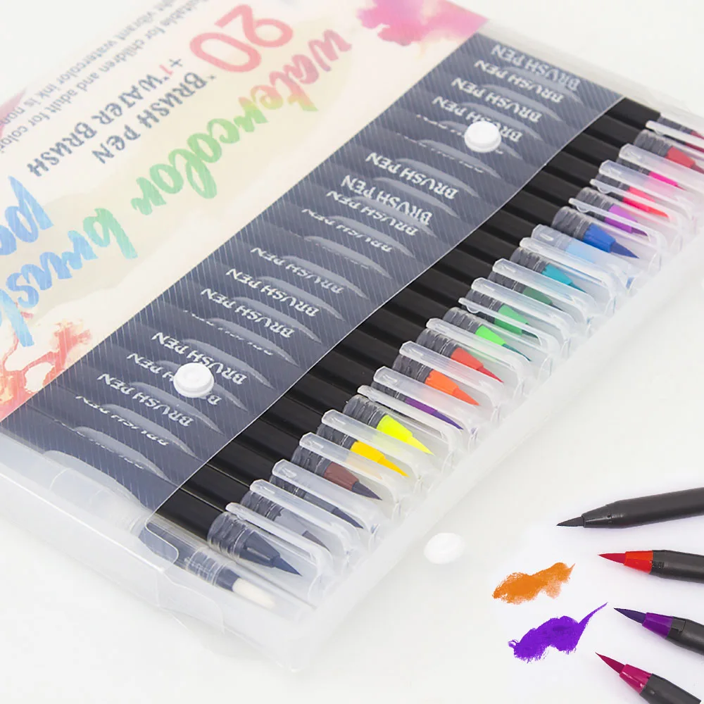 20/24/48 RealBrush ручки 0,4-2 мм для рисования акварельными красками и гуашью, кисточка для ручки для рисования раскраски манга каллиграфии художественные канцелярские принадлежности