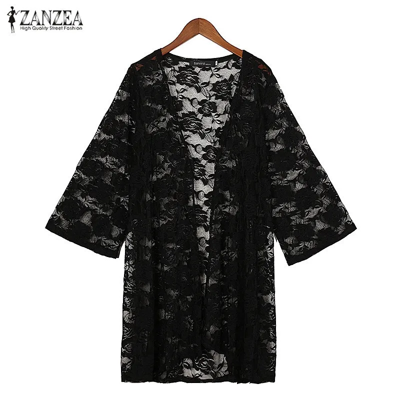 Kimono Cardigan For Women 2016 Summer Lace Embroidery Sexy Beach Hollow Out Blouses Shirts Outerwear Blusas Blouses