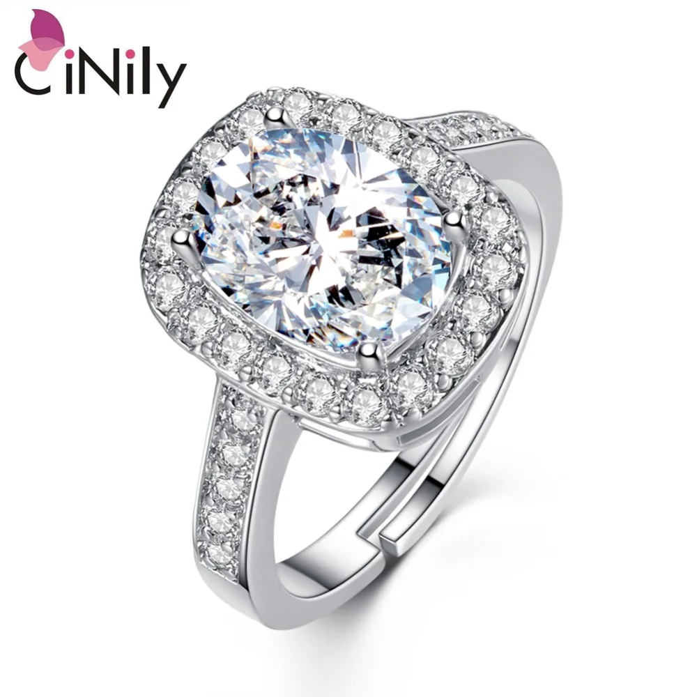 CiNily Created White Stone Cubic Zirconia Silver Plated Wholesale Fashion Jewelry for Women Wedding Ring Size 5-6 NJ11069