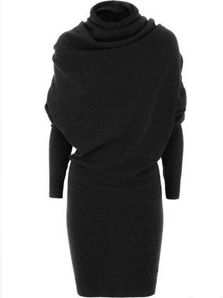 

Women Casual Dresses Autumn Winter Warm Black Elegant Turtleneck Wool Blends Ladies Camel Modern Fashion Office Bodycon Dress