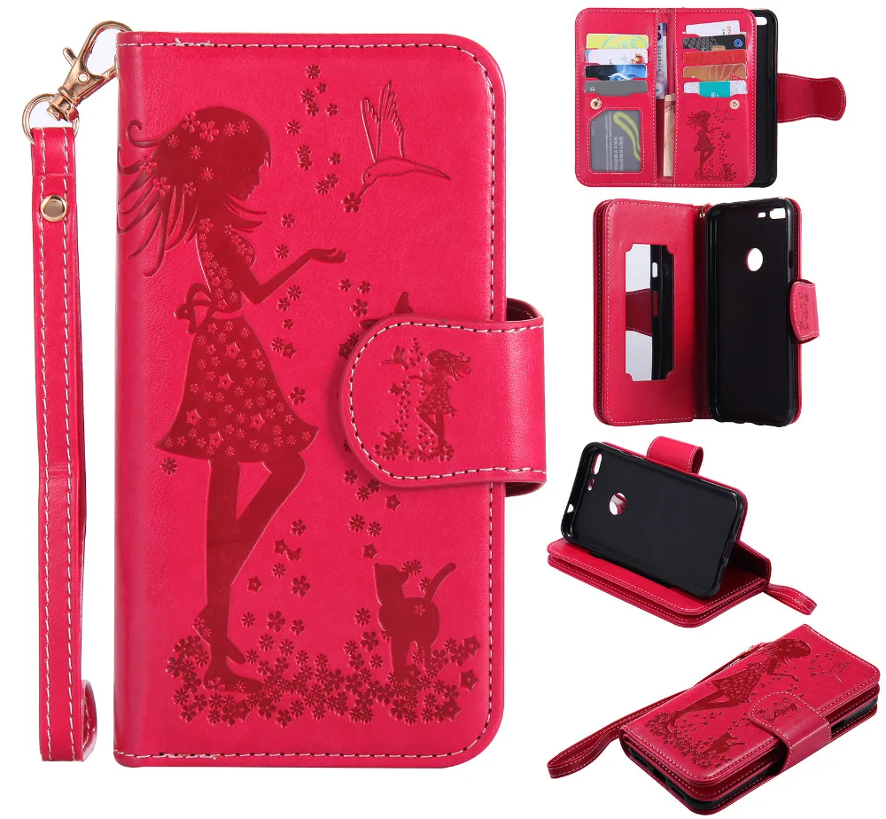 3D Embossed PU Leather Case For Google Pixel XL Stand Wallet Coque Funda Beauty Girl Design 9Card Holder with Mirror/Photo Frame | Мобильные