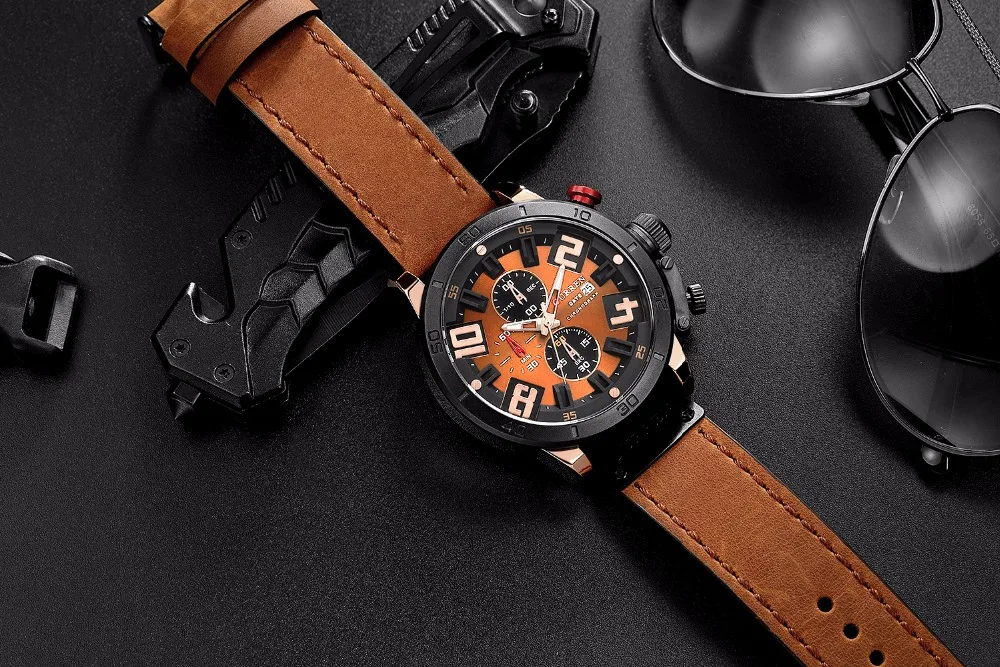 Топ Элитный бренд CURREN мужской модный спортивный кожаный ремешок кварцевые часы наружные повседневные мужские наручные часы мужские водонепроницаемые часы 8312