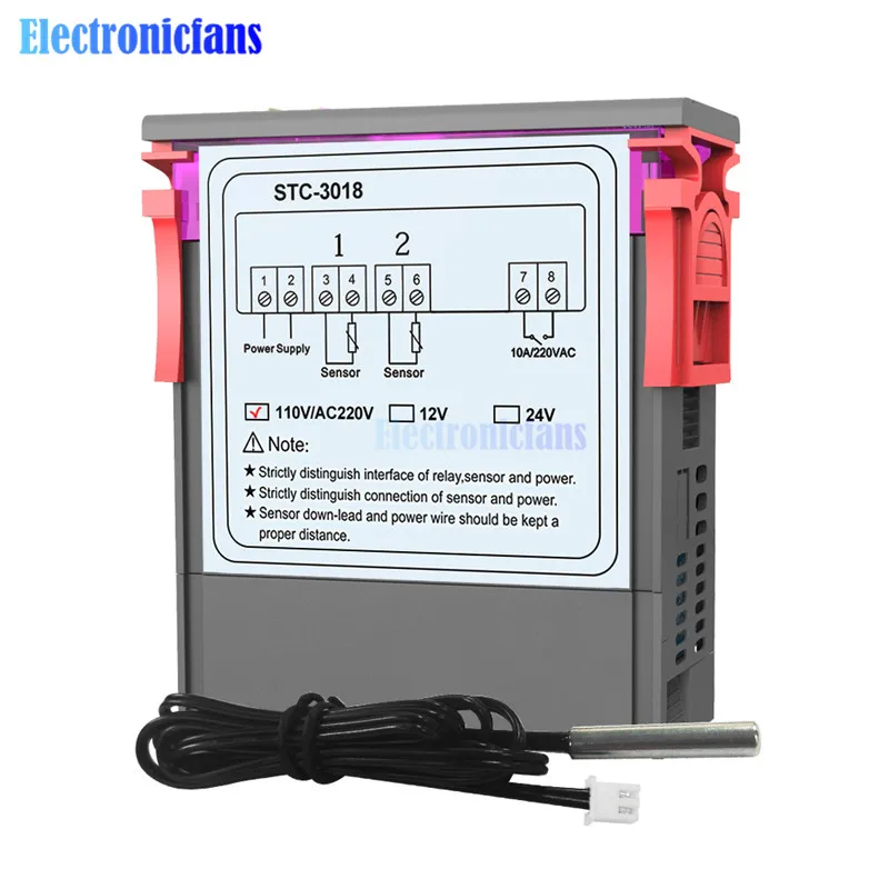 STC-3018 12 В 24 в 110-220 В цифровой регулятор температуры Термостат терморегулятор нагревательный охлаждающий переключатель цифровой гигрометр