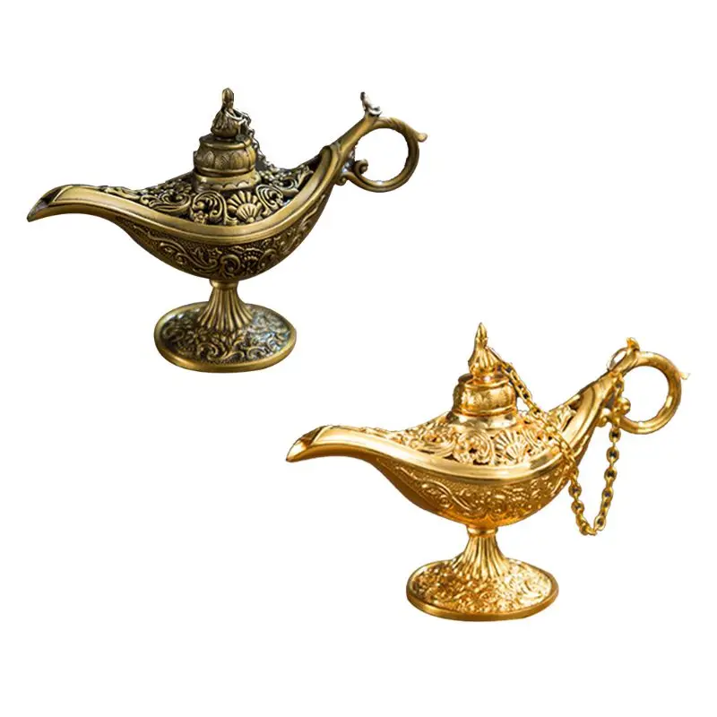 

Metal Genie Lamp Light Wishing Teapot Retro Furnishing Articles Light Pot Decoration Home Ornaments