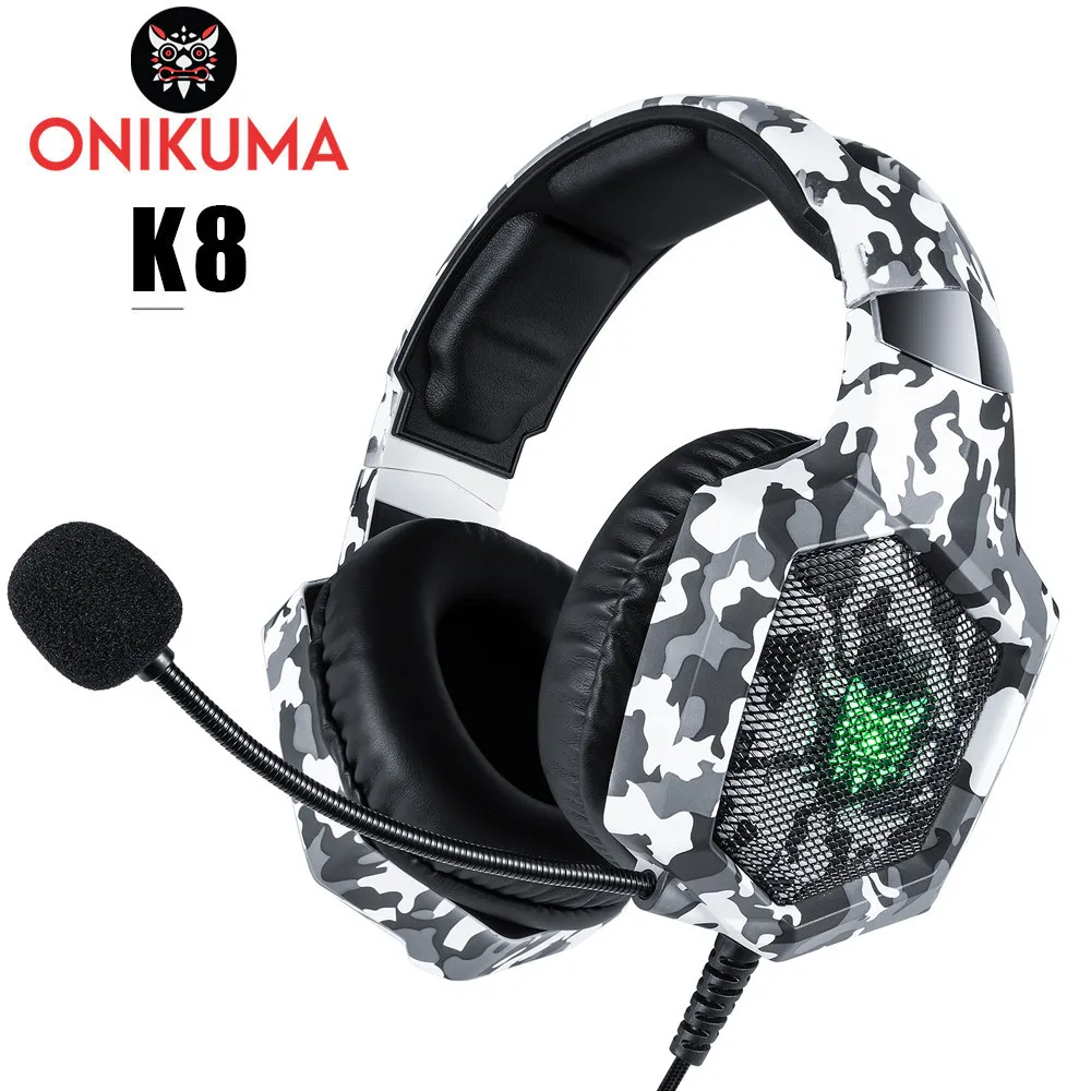 ONIKUMA K8 PS4 игровая гарнитура casque PC Gamer Стерео Игровые наушники с микрофоном светодиодный фонарь для XBox One ноутбука