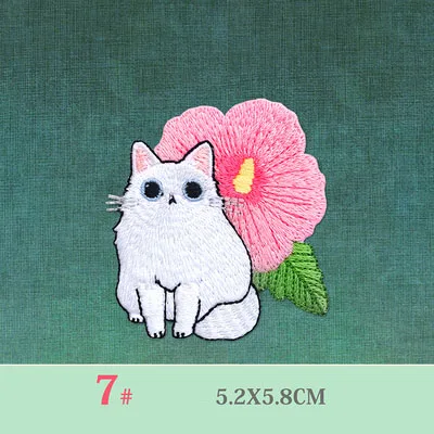 Милый Кот, Белый Кот, нашивка для детской одежды, украшение для рюкзака, маленькая аппликация, маленький кот, железные нашивки - Цвет: Style 7