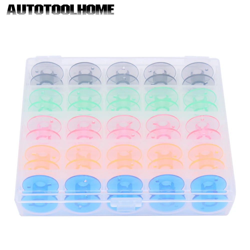 

25Pcs Sewing Bobbins Sewing Machine Spools Set Colorful Plastic Case Storage Box for Sewing Machine Reels