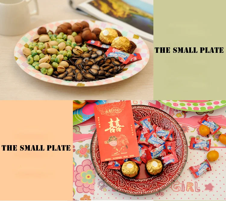 FANLUS 7inch colorful dots wave point disposable paper plates party tray Valentine Birthday Wedding Tableware cake barbecue (24)