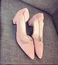 2017 New Women’s Sandals Pumps Shoes For Autumn Women Pink Thick Square Heel Sexy Shoes Pu 35~39 Size .FLT-Y661