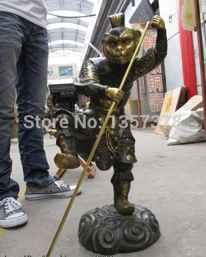 

shitou 00495 27" Classic Bronze Copper Gilt China Folk fable Song Wu Kong Monkey King Statue discount 30% (C0324)