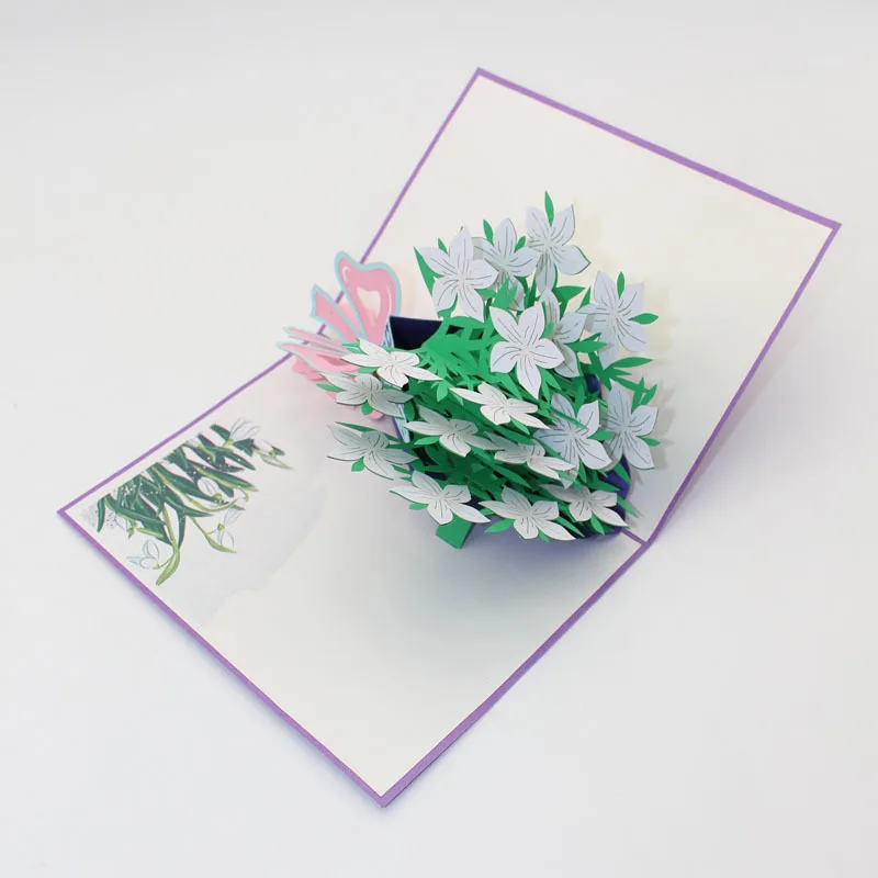  (10 pieces/lot)3D Paper Laser Cut Handmade Gardenia Flower Greeting Cards Wedding Party Invitation  - 32801065054