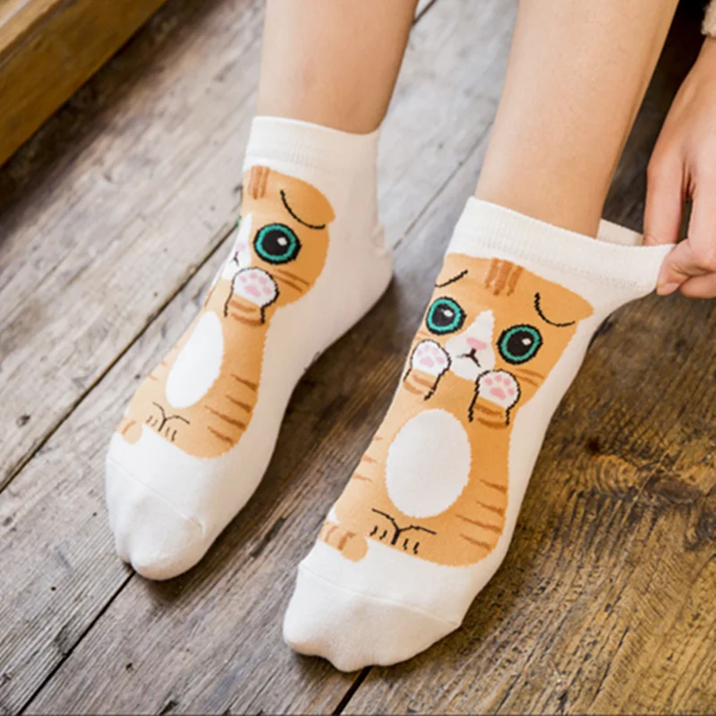 2019 новые модные милые хлопковые носки с животными женские летние короткие