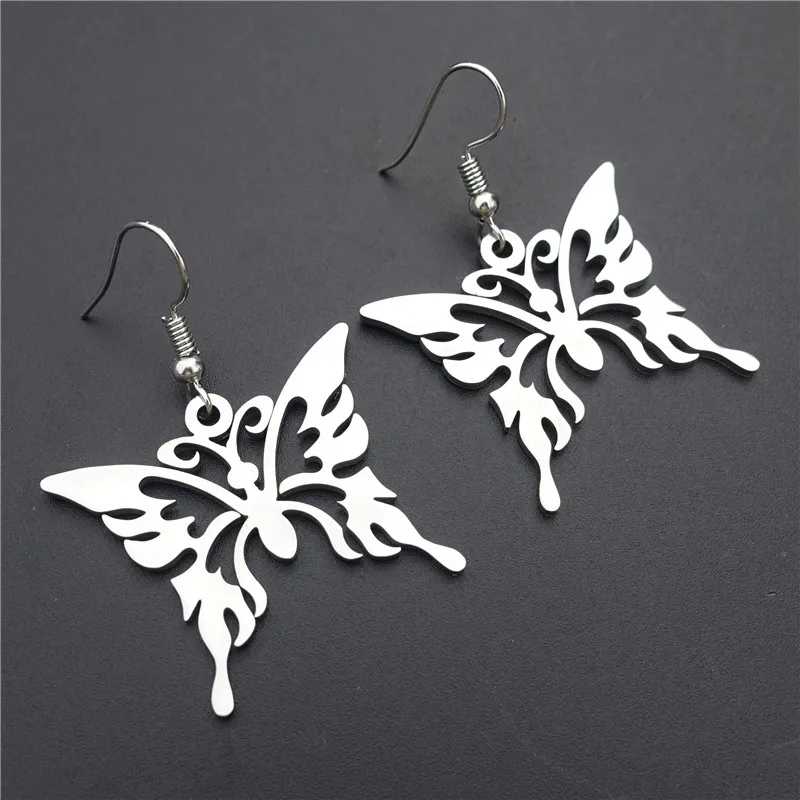 Butterfly Stainless Steel Dangle Earrings For Women Girls Fashion Jewelry