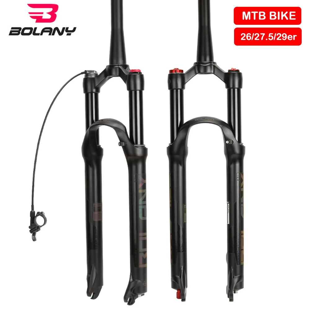 

Bolany Magnesium Alloy MTB Bike Fork 26er 27.5er 29er Inch Air Oil Dampong Disc Tapered Straight Tube Line Contril Front Fork