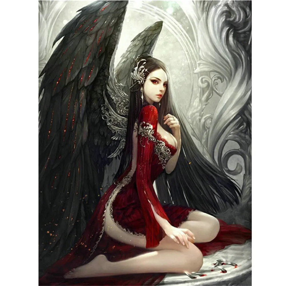 

5d Diy Diamond Painting Full Square Rhinestones Cross Stitch Embroidery Kit Fallen Angel Mosaic Needlework Decoration LD