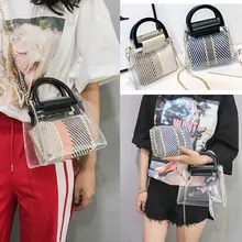 Женская мода прозрачный акриловый браслет ПВХ прозрачная сумка через плечо сумка диагональная посылка bolso mujer#35