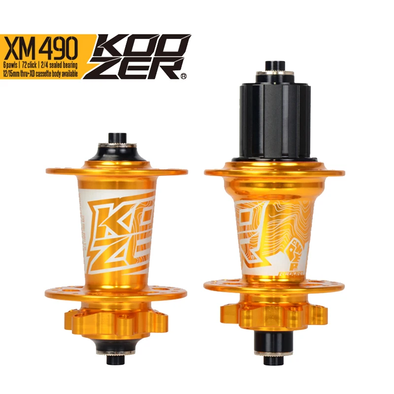 

Koozer XM490 Front Rear Hub Set 2/4 Bearings 32 Holes Quick Release Thru Axle Ultralight 640g/pair 120 Click Mountain Bike hubs