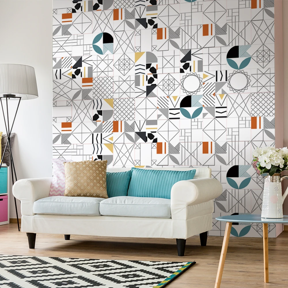 

Funlife Tile Sticker Geometry Abstract Waterproof Self Adhesive Easy to Clean Wall sticker Wall Art Furniture Kitchen Wallpaper
