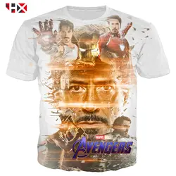 HX Лидер продаж Мстители эндшпиль 3D принт унисекс летняя футболка Для мужчин Мстители Железный человек Капитан Америка Harajuku уличная топы A620