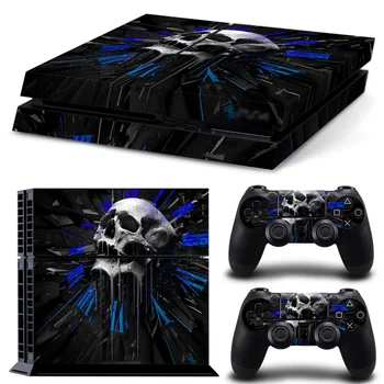 

free drop shipping with blue color style design for PS4 console and two 2 controllers skin sticker decals covers #TN-PS4-0189