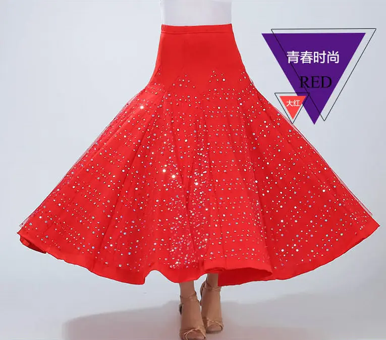 Ballroom Dance Skirt Modern Standard Waltz Competition Dance Dress Belly Latin Tango Skirts 5 Colors
