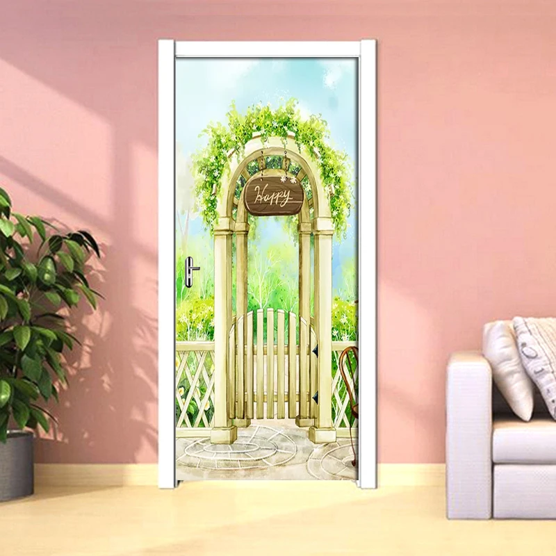 

Watercolor Manor PVC Waterproof Self-Adhesive Wall Door Sticker Wallpaper For Living Room Bedroom Door Decals Mural Wall Sticker