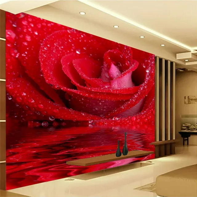 mural wallpaper for living room hd rose water droplets flowers wall paper bedroom background sofa modern - Bedroom Background mural wallpaper for living room hd rose water droplets flowers wall paper bedroom background sofa modern - Bedroom Background