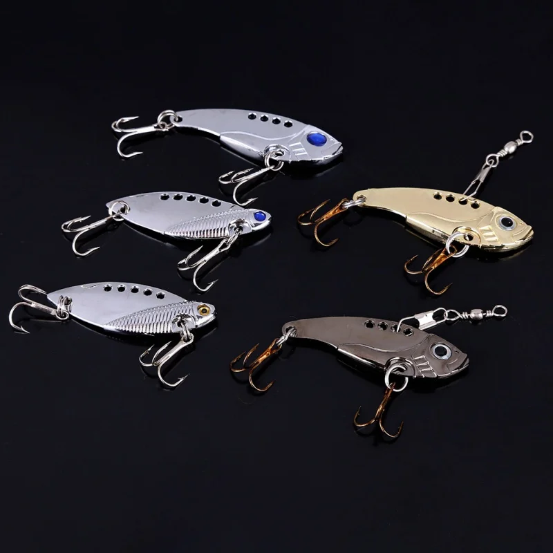 

5pcs/lot 5cm 11g Metal VIB Lures Vivid Vibrations Spoon Lure Fishing Bait Bass Artificial Hard Bait Cicada Lure VIB Bait 3D Eyes