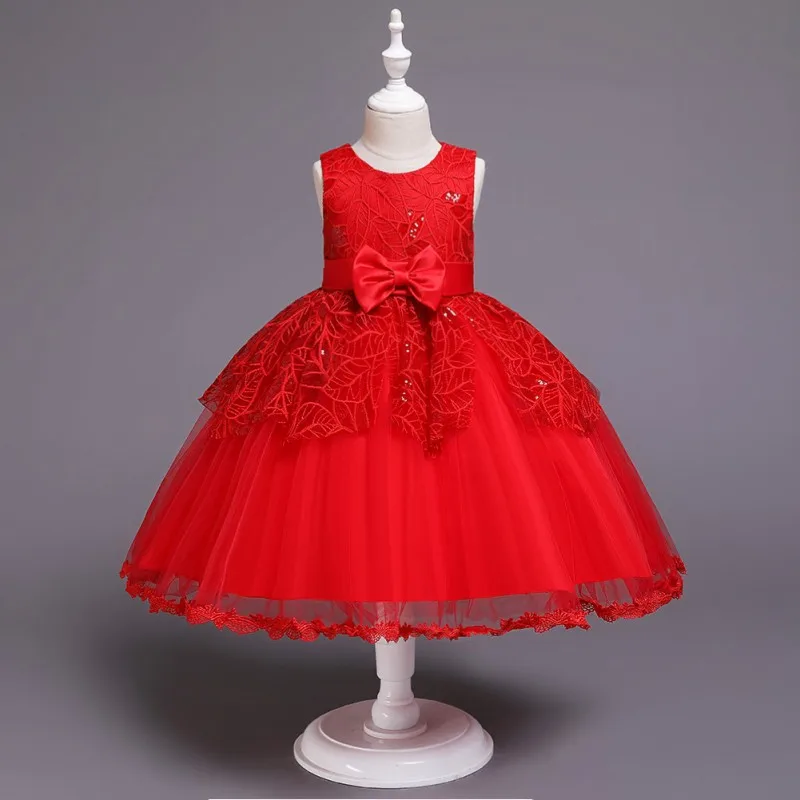 

FREE Shipping Kids Big GIRLS Sleeveless Bow knot Baby girls Children's Party Valentine's Day Holiday Wear Wedding Dress