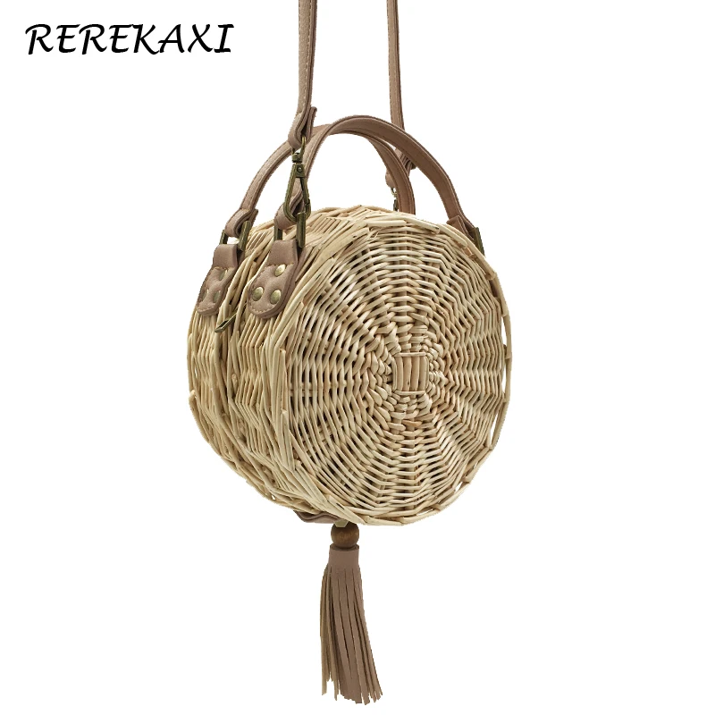 الروطان نسج سيدات حقيبة كتف الأزياء الخوص القش حقائب الشاطئ السيدات شرابات رسول Crossbody حقيبة الإناث يد حمل