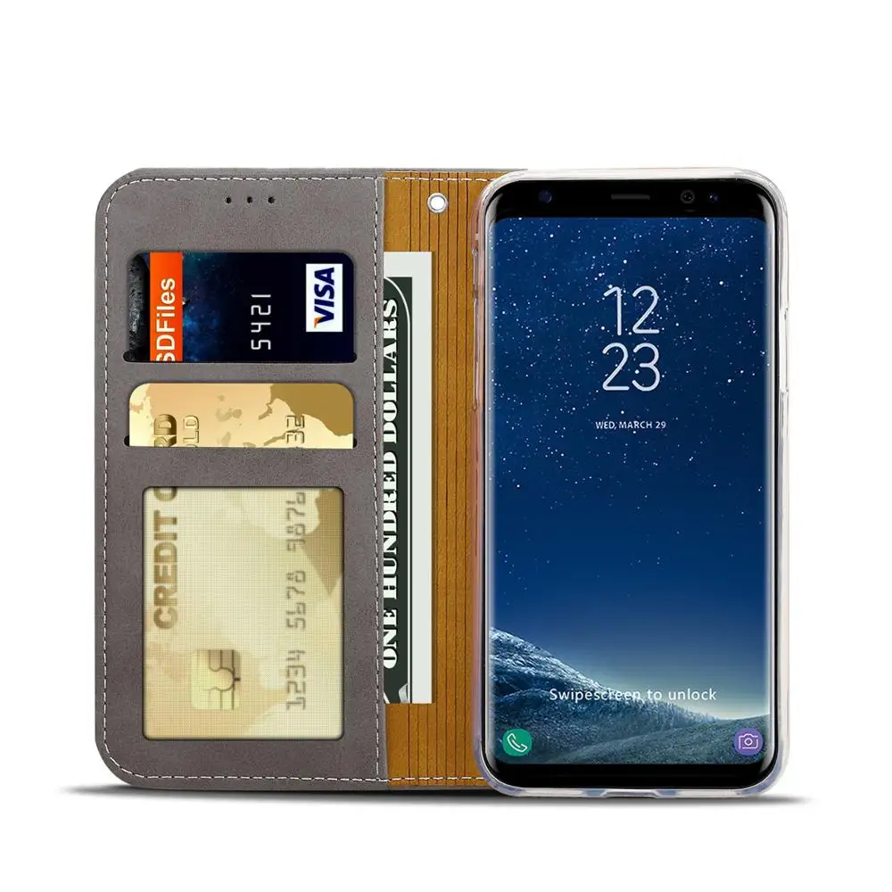 Магнитный кожаный чехол кошелек с откидной крышкой для Samsung Galaxy S7 Edge S8 Plus Note 8
