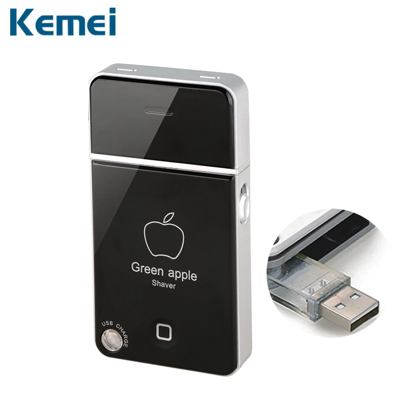 Kemei мини Портативный Для мужчин электробритва зарядка через USB поршневые Бритвы