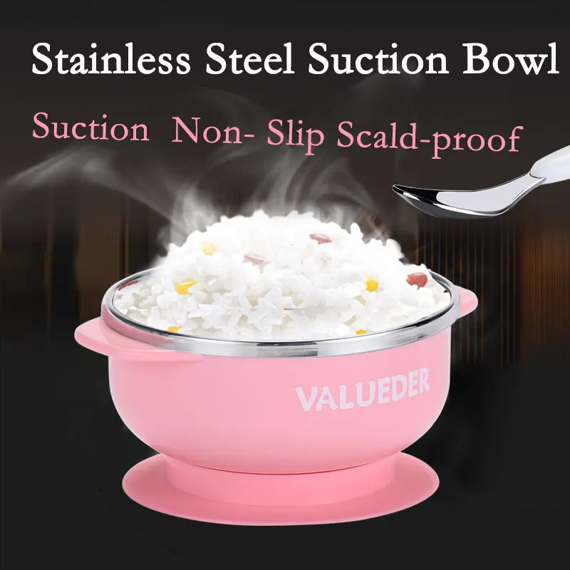 

VALUEDER 300ml Baby Bowl with Suction Stianless Steel Non-spill Insulated and Sealed Baby Feeding Bowl Durable Baby Plate
