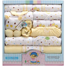 18 шт./лот, Одежда для новорожденных девочек, осенний комплект в подарочной коробке, Плотная хлопковая одежда с круглым вырезом и рисунком для маленьких мальчиков