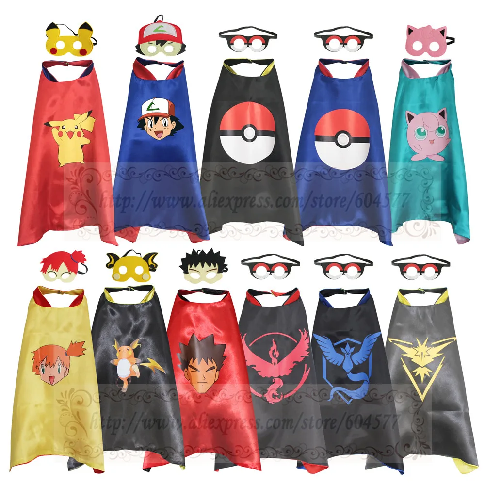Pikachu Costumes Pokemon Cape with Mask Kids Birthday Party Favor ...