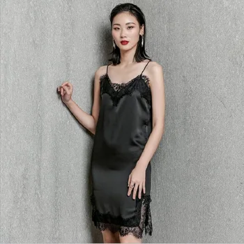 

Black-and-white summer lace long suspender skirt with bottom vest