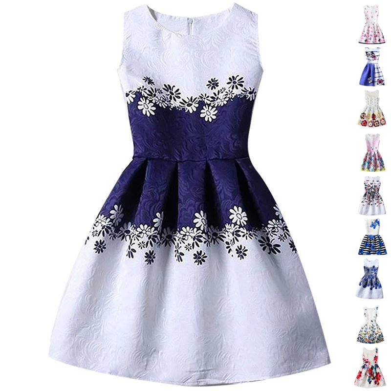 

2018 Summer Dresses For Girl Butterfly Flower Sleeveless Formal Girl Dresses Teenagers Party Dress vestido infantil age 9 11 12