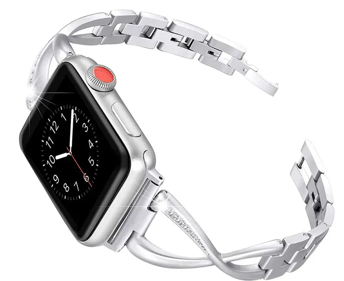 Bracelet Apple Watch Femme maillons sertie de strass